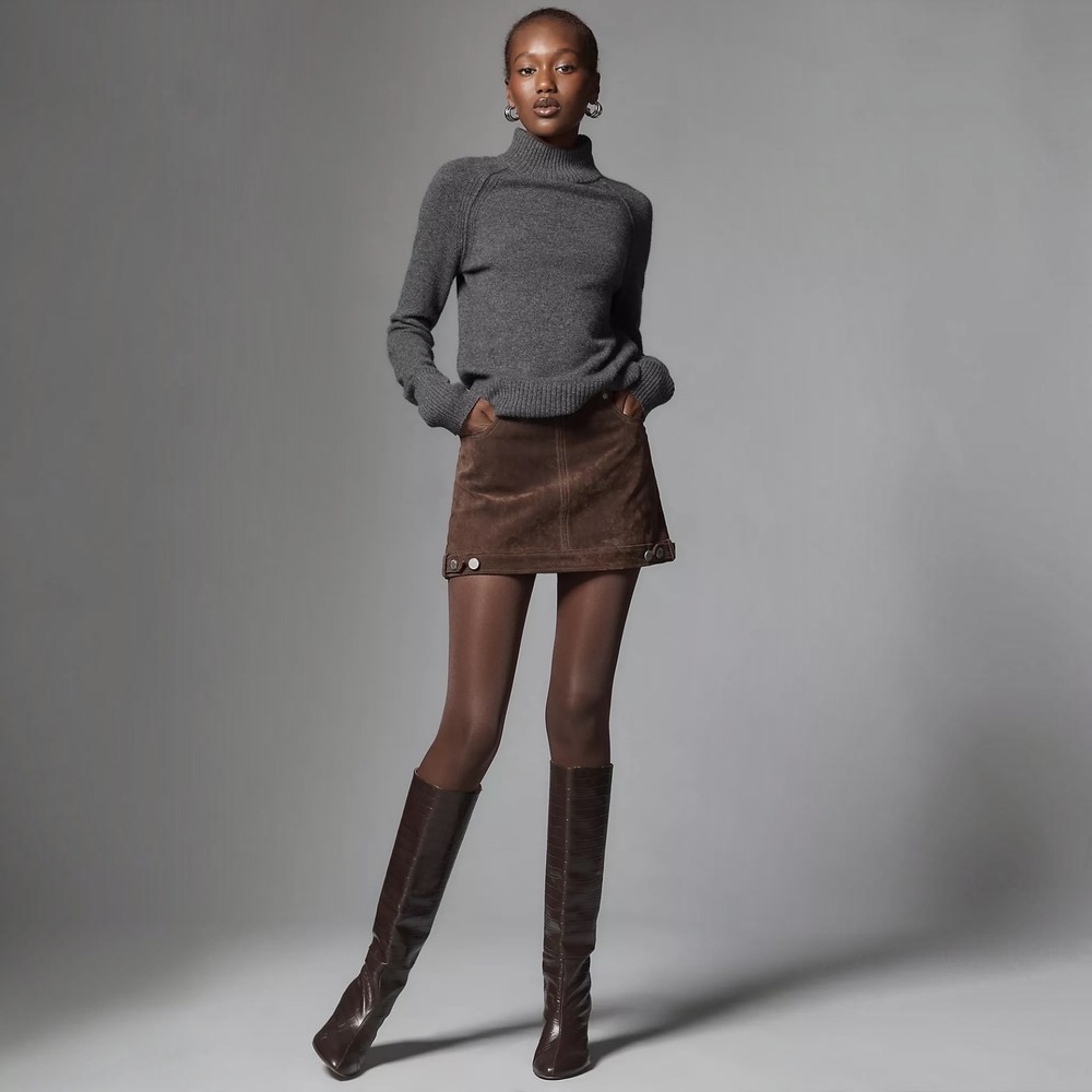 NEW BLANKNYC Down to Earth Brown Leather Mini Skirt Size 26 NWT